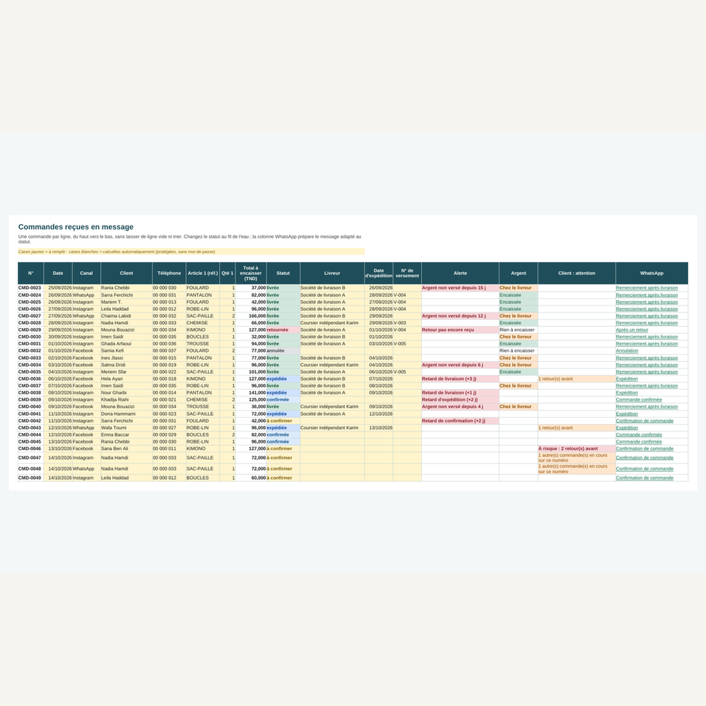 Commandes et versements — ventes en message – visuel 10