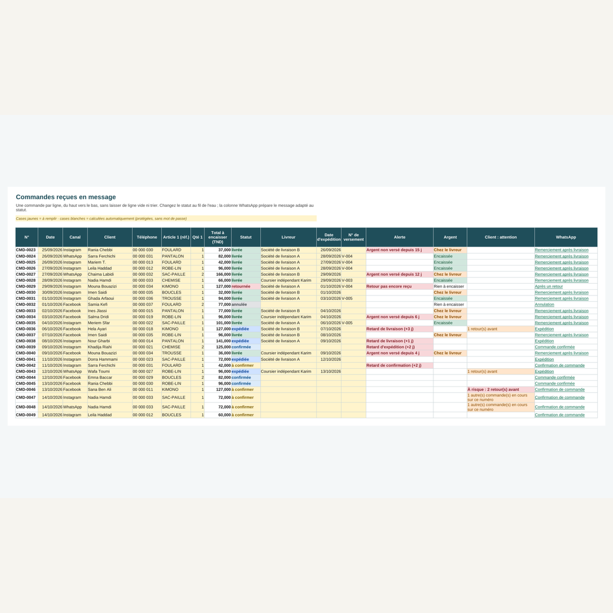 Commandes et versements — ventes en message – visuel 10