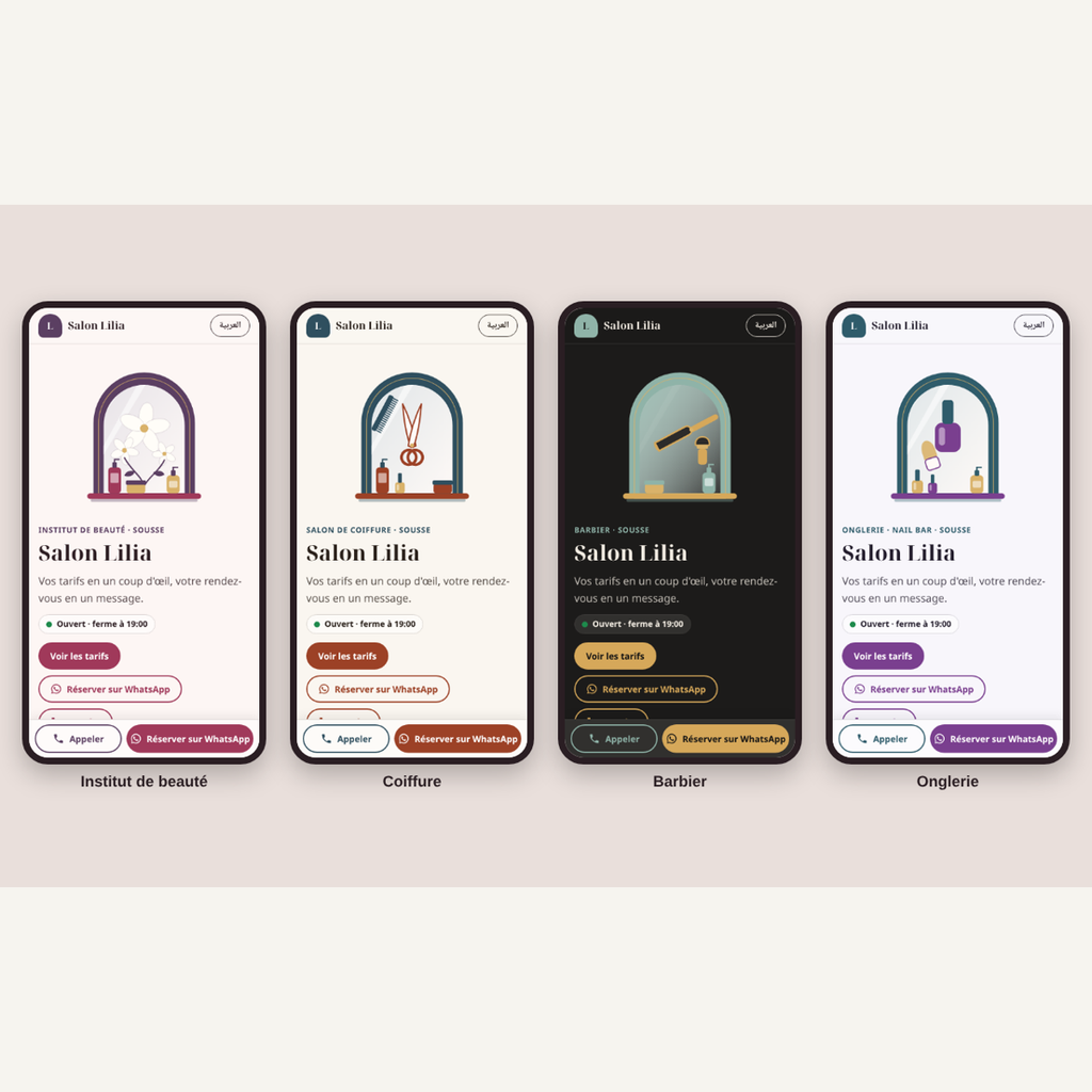 Site de salon de beauté — tarifs et contact WhatsApp – visuel 10