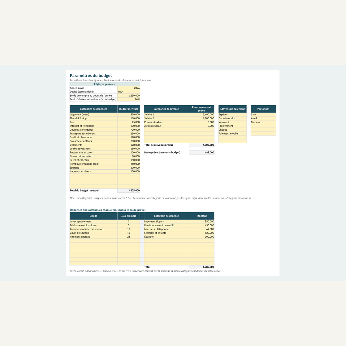 Budget du foyer — revenus, dépenses et charges fixes – visuel 21