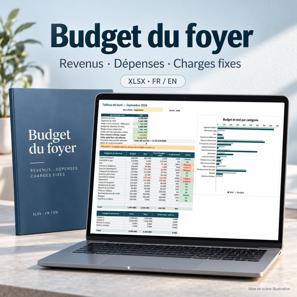 Budget du foyer — revenus, dépenses et charges fixes – visuel 1