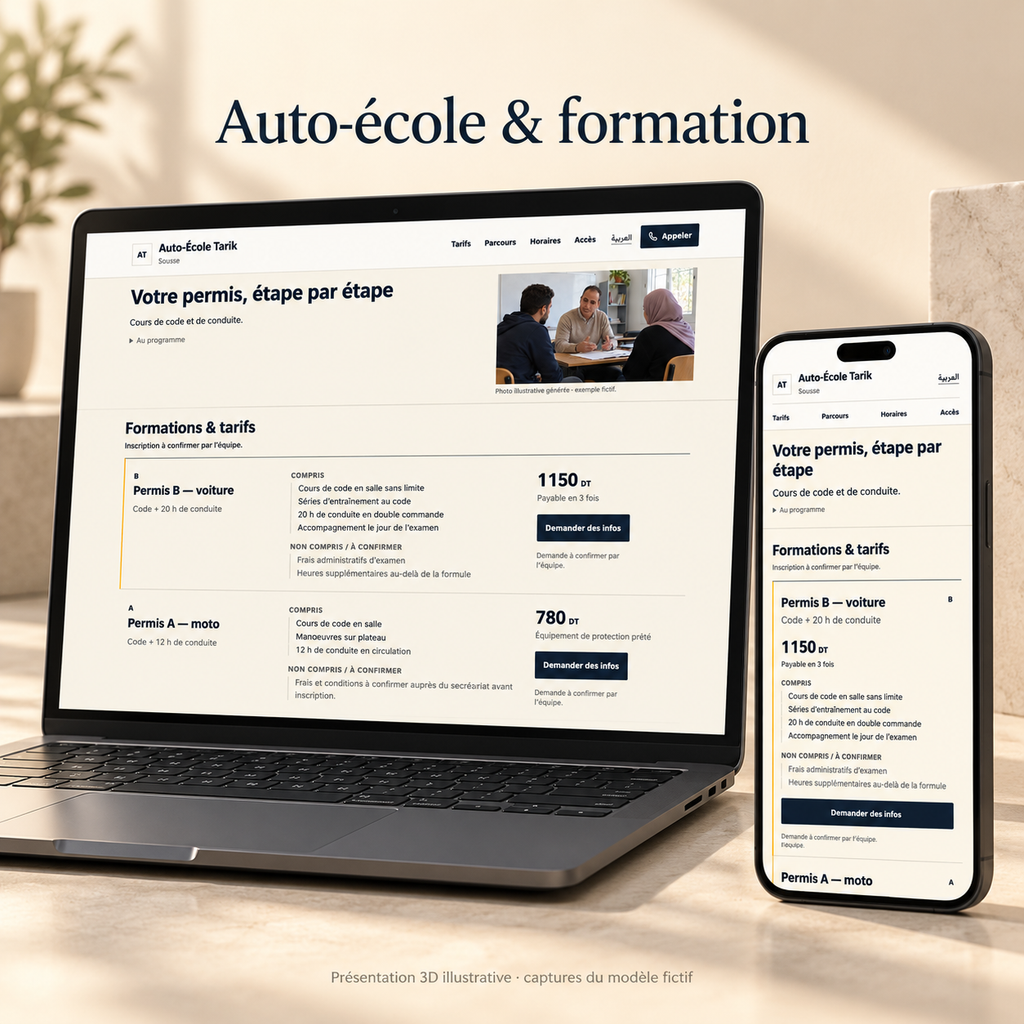 Site auto-école et formation — offres et demandes FR/AR – visuel 1