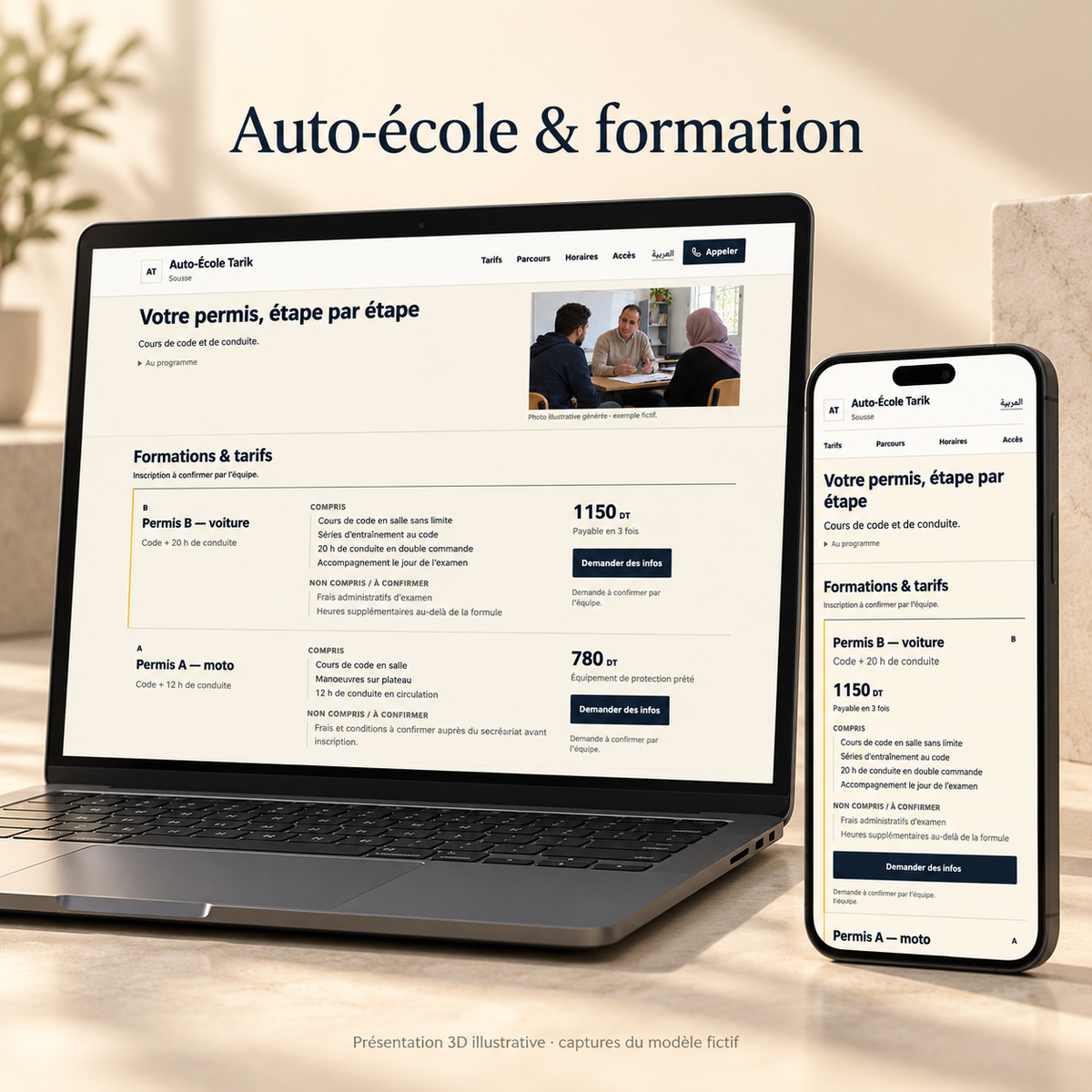 Site auto-école et formation — offres et demandes FR/AR – visuel 1