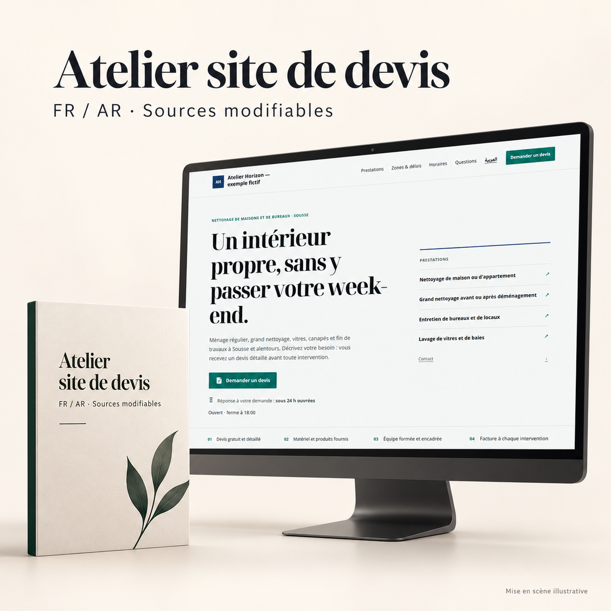 Site de devis pour prestataires — pages FR/AR et assistant – visuel 1