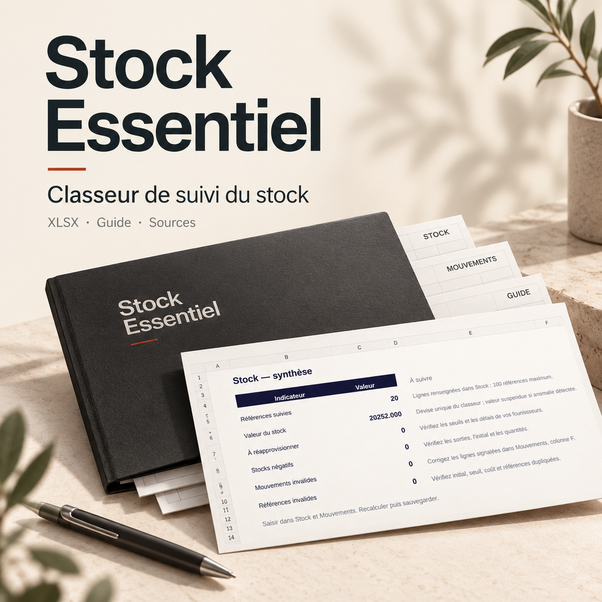 Stock Essentiel — références et mouvements – visuel 1