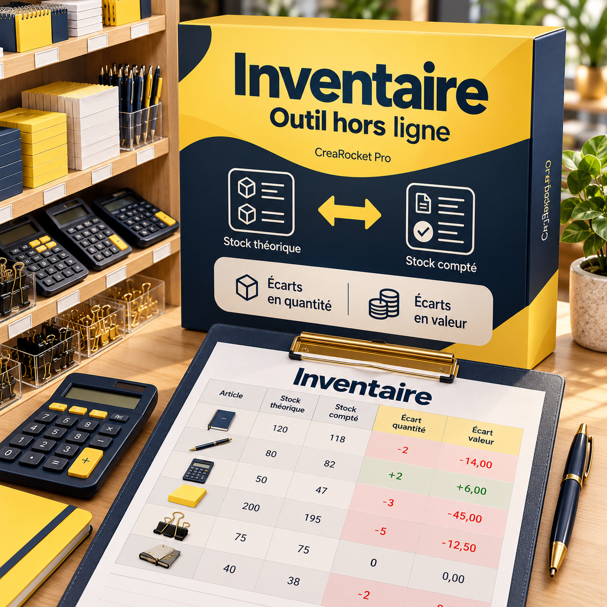 Inventaire — stock compté et écarts FR/AR/EN – visuel 1