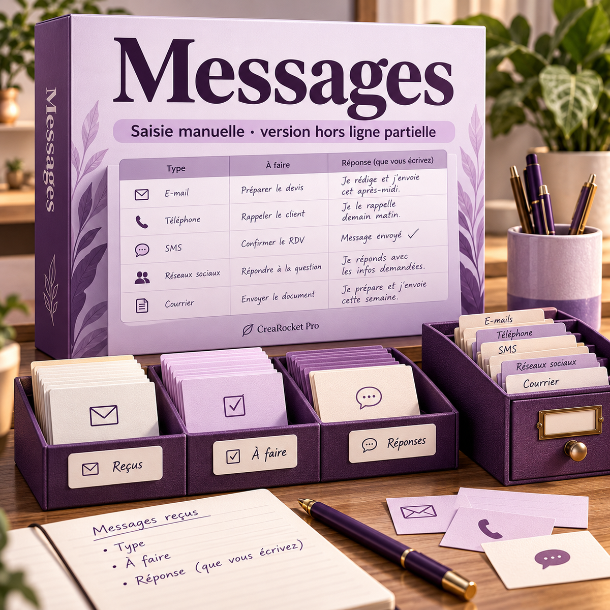 Messages clients — tableau de suivi FR/AR/EN – visuel 1