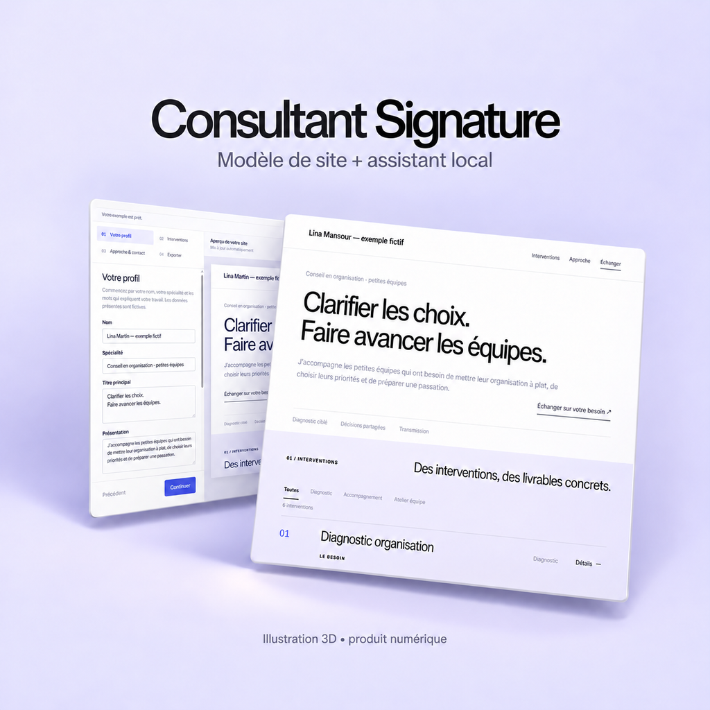 Consultant Signature — site et assistant local