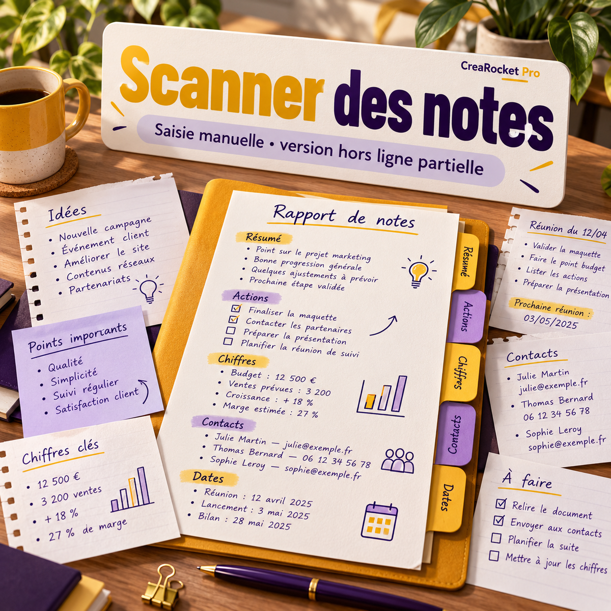 Rapport de notes — résumé, actions et dates FR/AR/EN – visuel 1