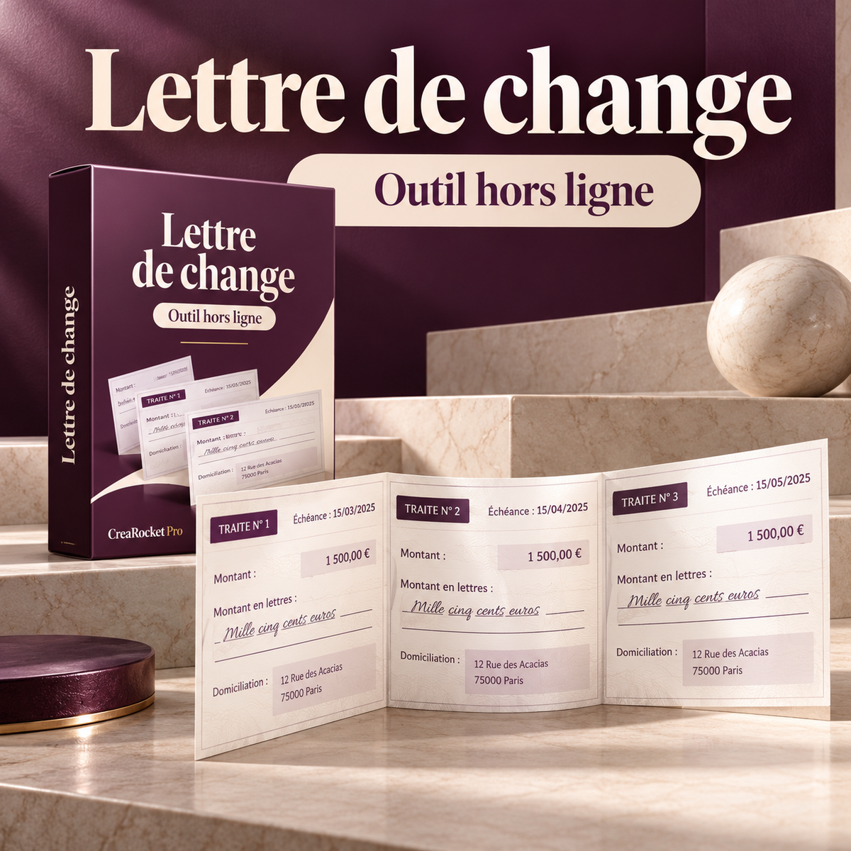 Lettre de change — traites et échéancier FR/AR/EN – visuel 1