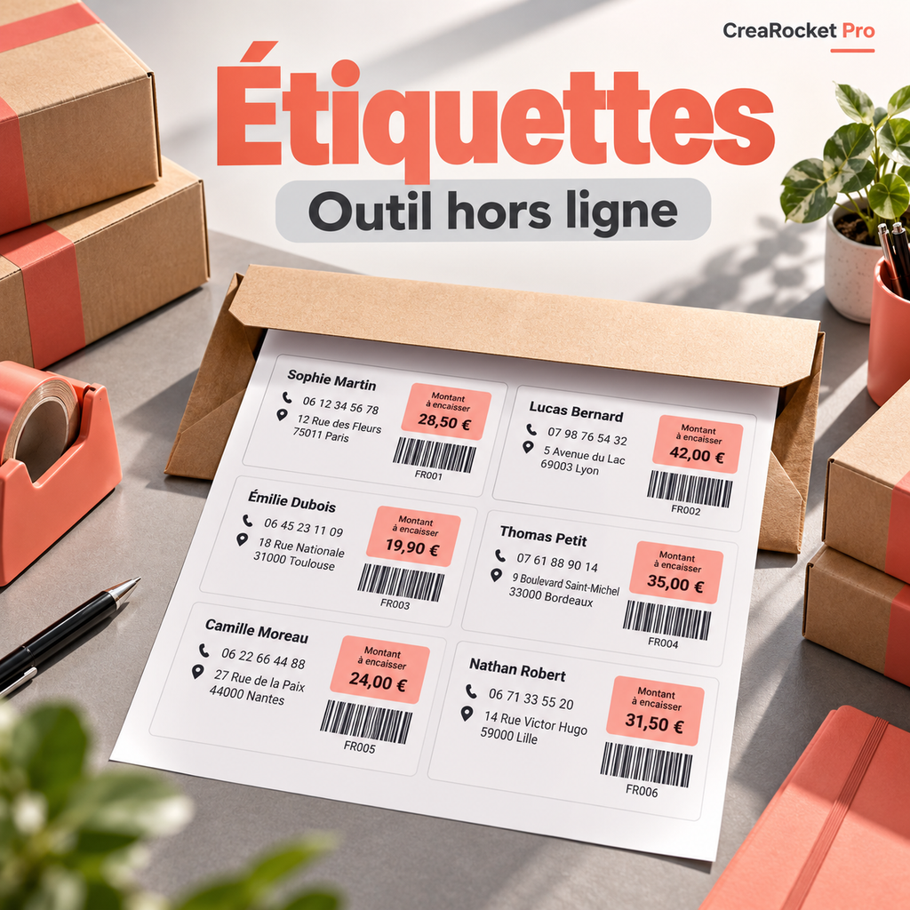 Étiquettes d'expédition — colis et montant à encaisser FR/AR/EN – visuel 1