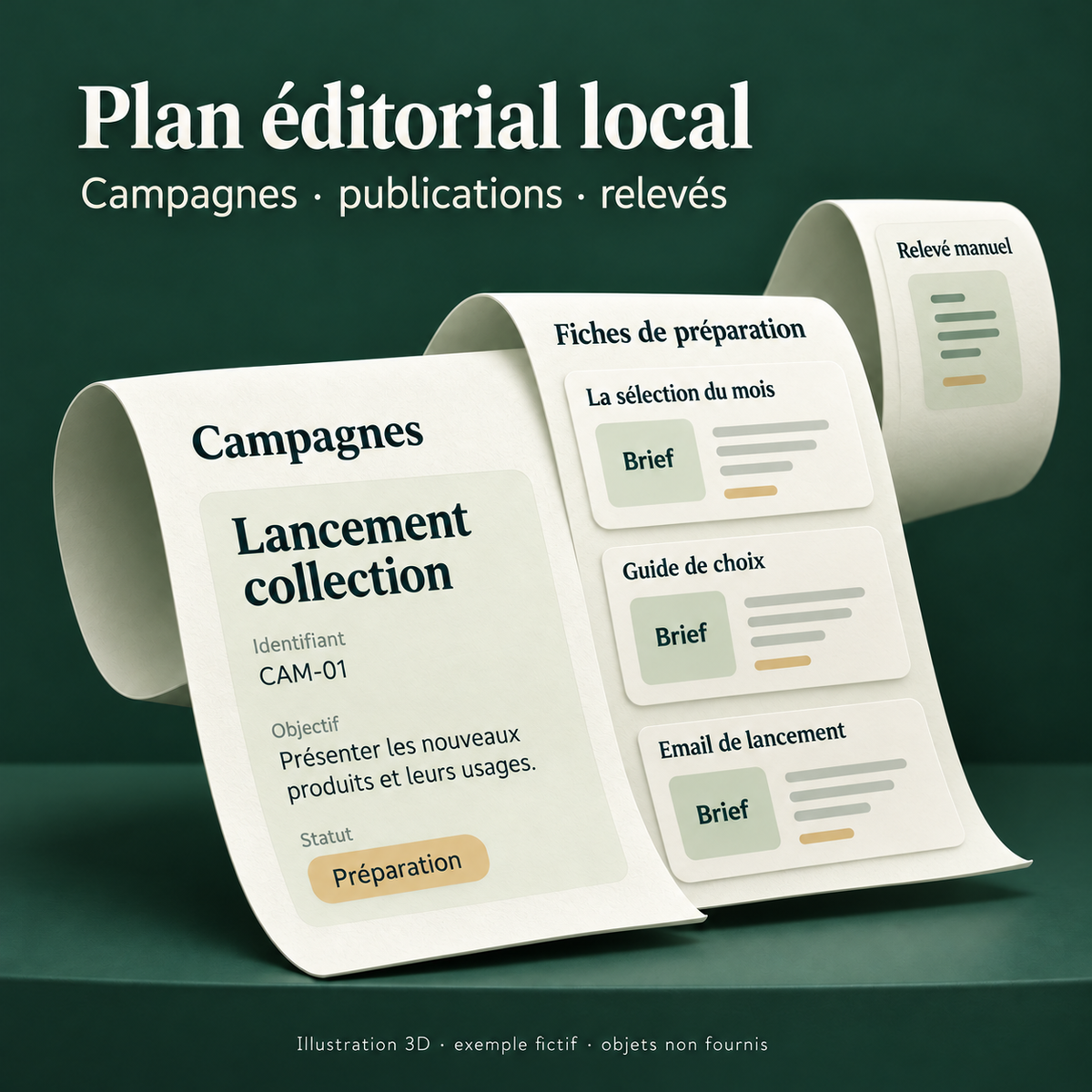 Plan éditorial local — campagnes, publications et relevés