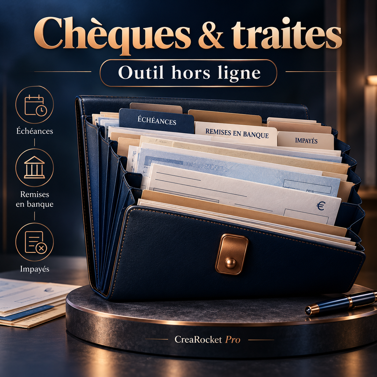 Chèques et traites — portefeuille et échéances FR/AR/EN – visuel 1