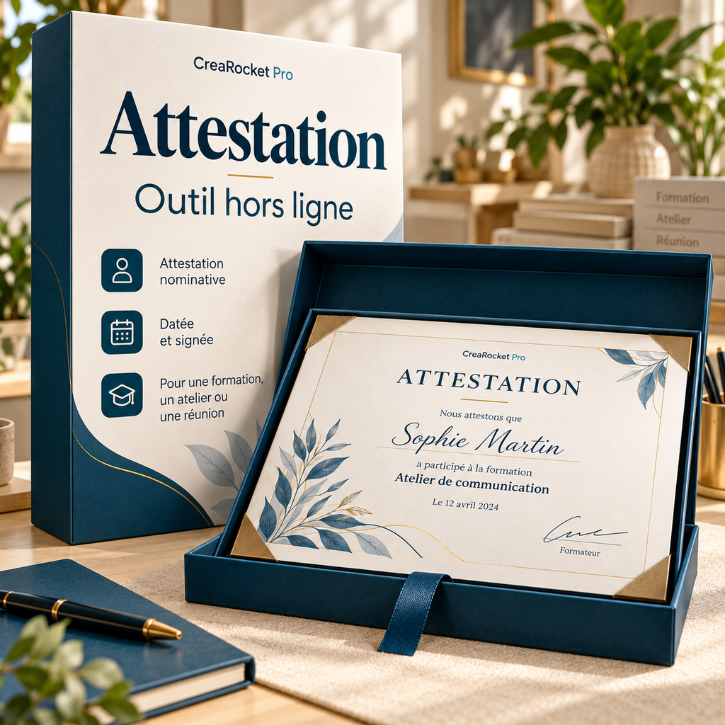 Attestation de participation — modèle FR/AR/EN – visuel 1