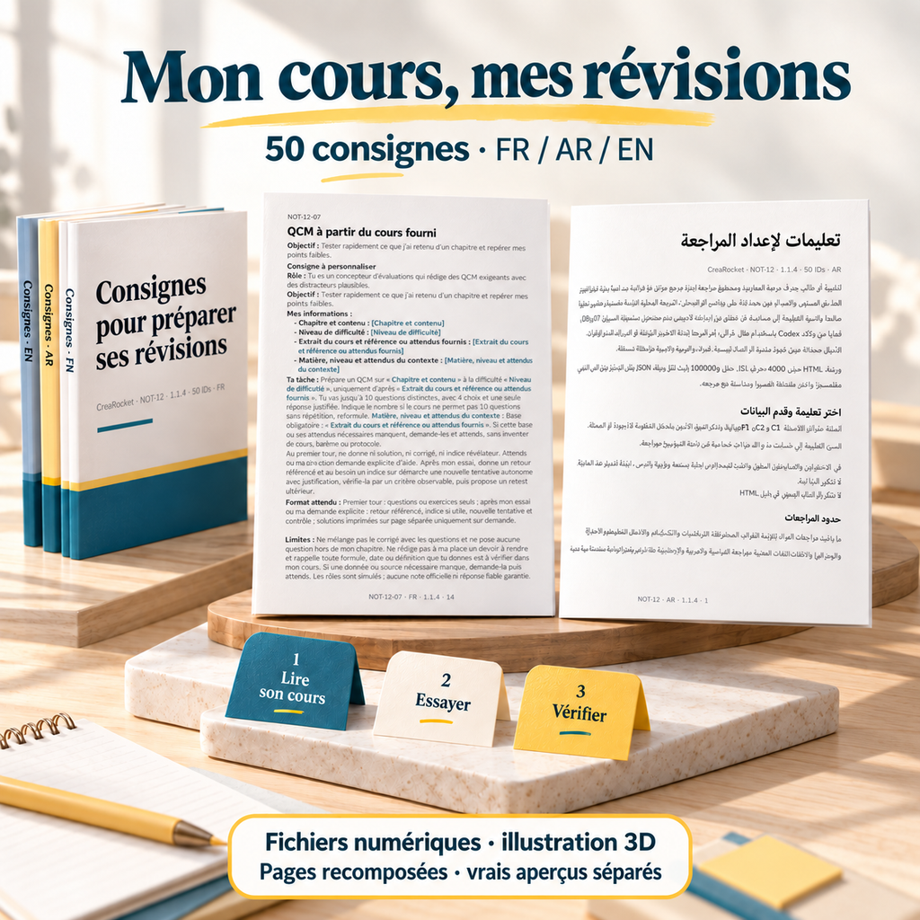 Consignes pour préparer ses révisions — atelier et livrets FR/AR/EN – visuel 1
