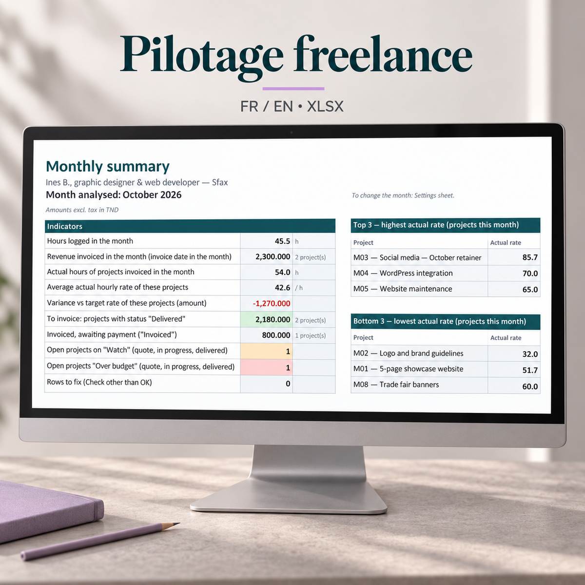 Rentabilité freelance — missions et temps FR/EN – visuel 1