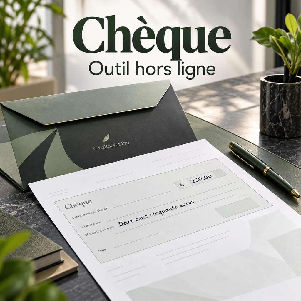 Chèque — montant en lettres et remplissage A4 FR/AR/EN – visuel 1