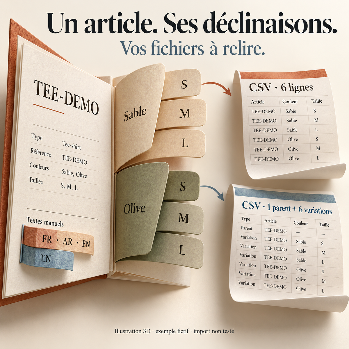 Création de fiches articles — exports CSV et JSON – visuel 1
