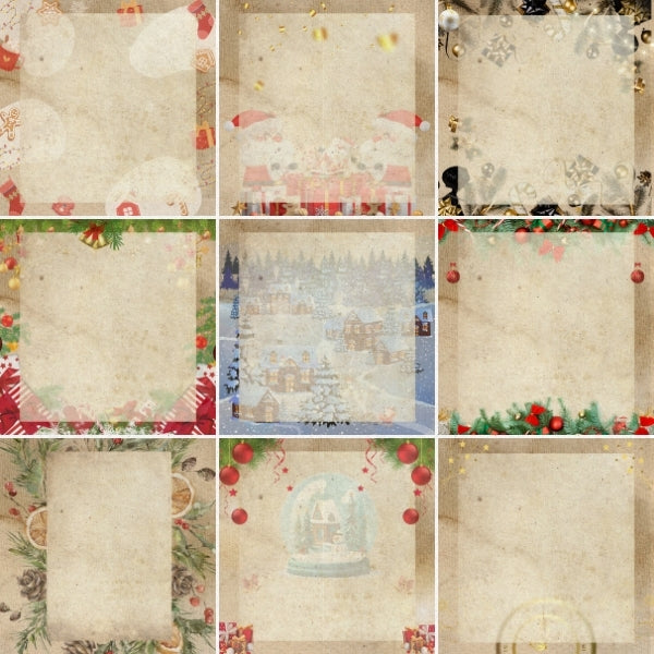 Vintage Christmas Digital Paper | Retro Holiday Scrapbook Backgrounds | printable background 12x12 |  cards | Instant Download