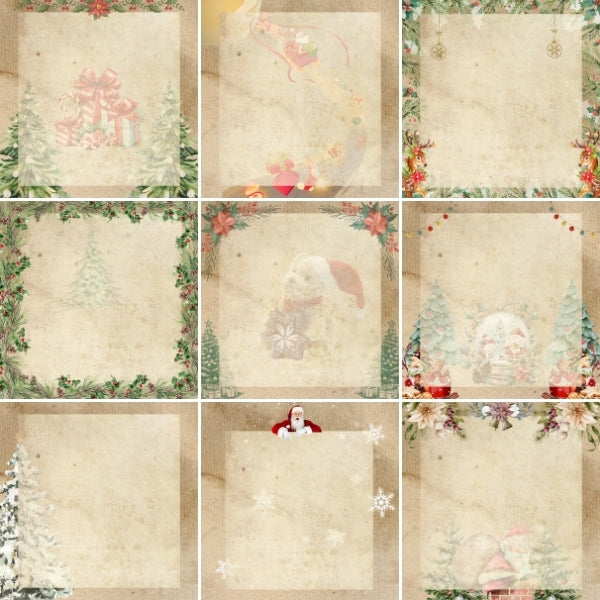 Vintage Christmas Digital Paper | Retro Holiday Scrapbook Backgrounds | printable background 12x12 |  cards | Instant Download
