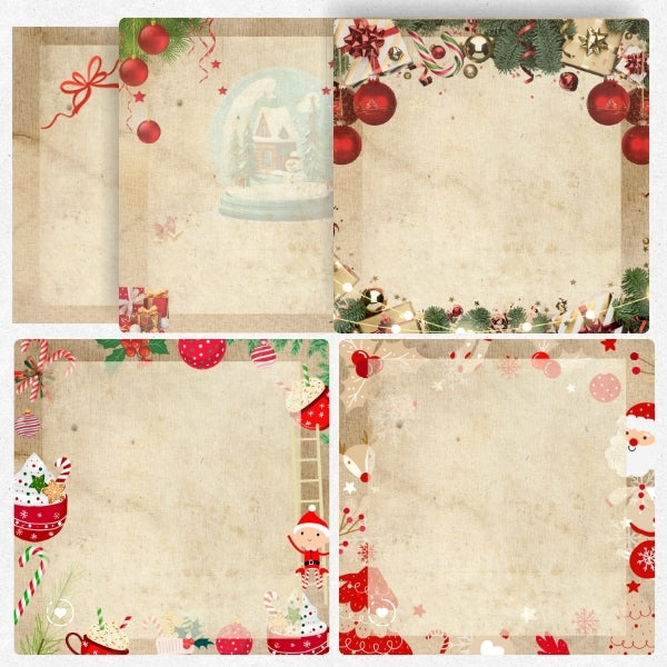 Vintage Christmas Digital Paper | Retro Holiday Scrapbook Backgrounds | printable background 12x12 |  cards | Instant Download