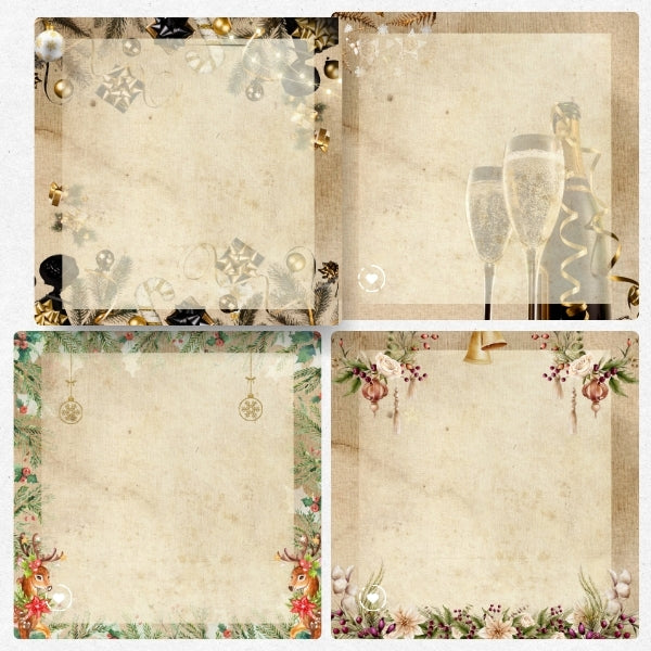 Vintage Christmas Digital Paper | Retro Holiday Scrapbook Backgrounds | printable background 12x12 |  cards | Instant Download