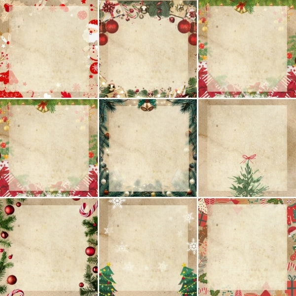 Vintage Christmas Digital Paper | Retro Holiday Scrapbook Backgrounds | printable background 12x12 |  cards | Instant Download